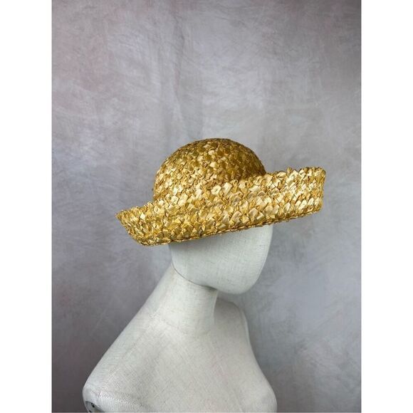 Vintage 1960s Mod Straw Woven Hat - Picture 1 of 7